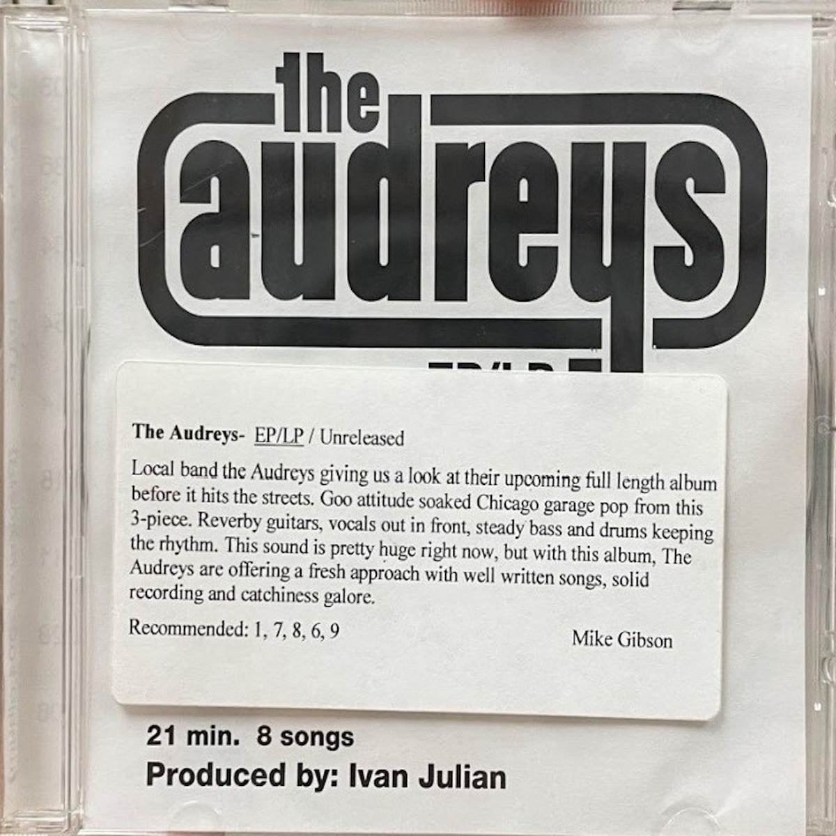 EP LP Unreleased The Audreys DuPage County Hardcore