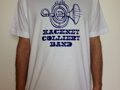 Hackney Colliery Band White T-Shirt with Blue Logo main photo