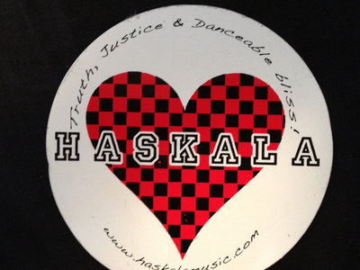 HaSkaLA 4" Round Vinyl Checkerboard Heart Sticker! main photo