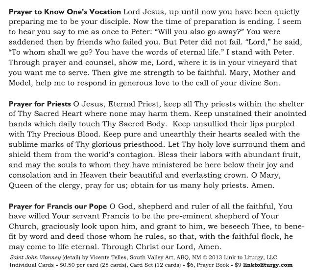 Saint John Vianney Vocation Card [25 Cards] Link to Liturgy