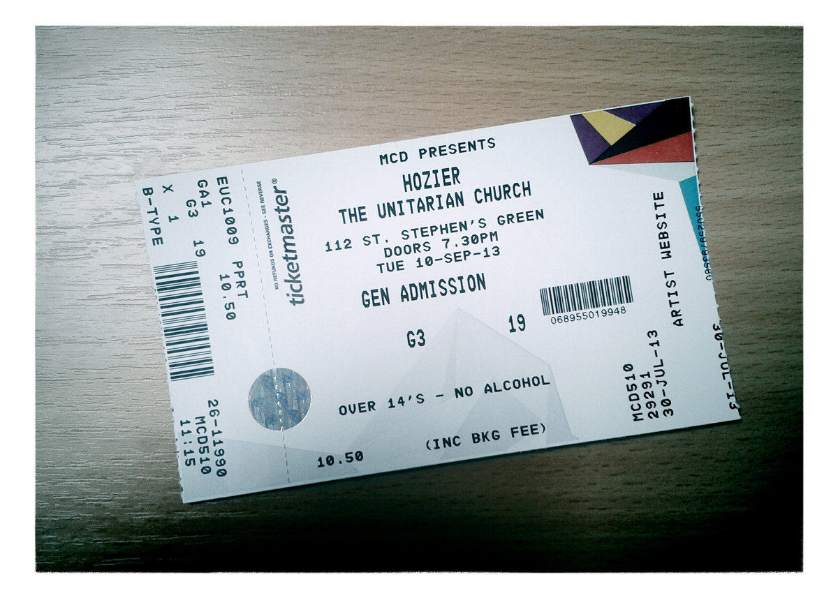 Concert Ticket Take Me To Church EP Launch Hozier