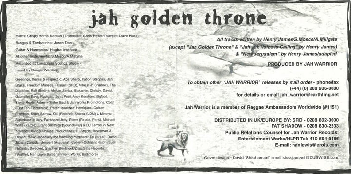 Jah Golden Throne | Peter Broggs | Jah Warrior