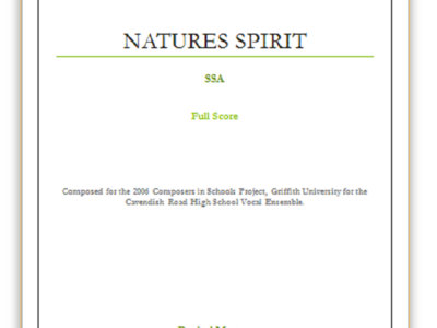 Natures Spirit, SSA choir, PDF sheet music main photo