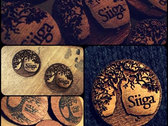 Handmade 'Hollow Bones' Wooden Siiga Badge Pin photo 