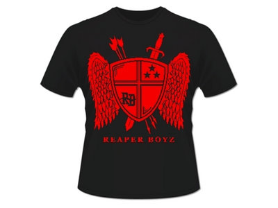Reaper Boyz Shield Logo MEN's T-Shirt (Red Logo on Black Shirt) main photo