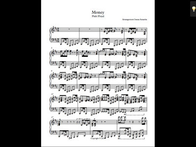 Money- piano arrangement score main photo