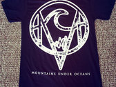 Navy Mountains Under Oceans T-Shirt, White Ink, Pocket and Full Back Design photo 