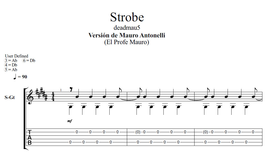 Strobe deadmau5 (Guitar tab en pdf / .gp5) El Profe Mauro