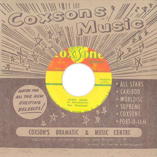ジャマイカ7” Don Drummond , Bongo Man Byfie Green  / Kennedys Grave none Coxsone Records /00050 Don Drummond - Gypsy Song / Green Island (Studio One - 7