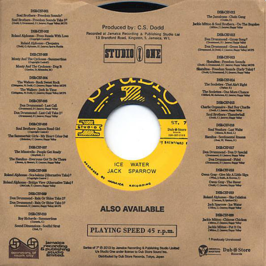 Roland Alphonso - Ska-Culation / Jack Sparrow - Ice Water (Studio