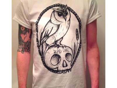 White Bad Owl T-shirt (design by Rebecca Vincent) main photo