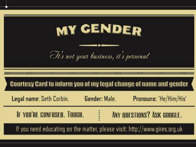 GENDER'S NOT BUSINESS, IT'S PERSONAL -Business cards 10 pack main photo