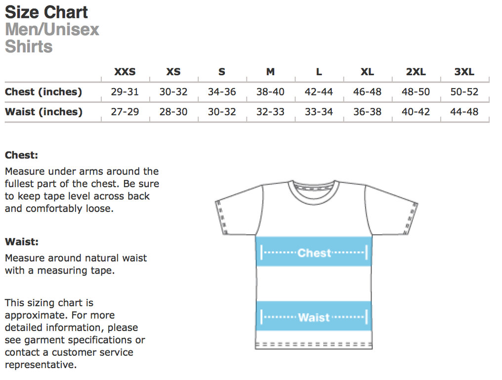 red tape t shirt size chart