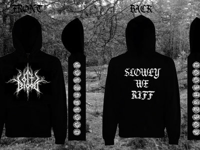 Coltsblood logo pullover hoodie with 'SLOWLY WE RIFF' back print main photo