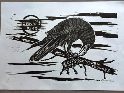 "The Raven King" Hand Pulled Linocut by Andrew Tromans main photo
