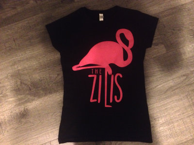 Womens Flamingo Design T-shirt (BLACK) main photo