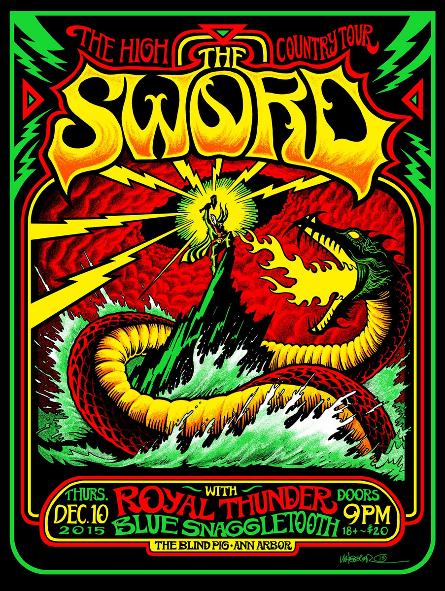 The Sword / Blue Snaggletooth gig poster | Blue Snaggletooth