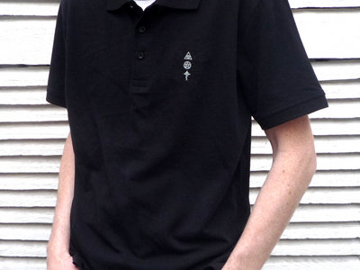 RAVE OR DIE Polo Black - front black & white embroidered logo / M, L main photo