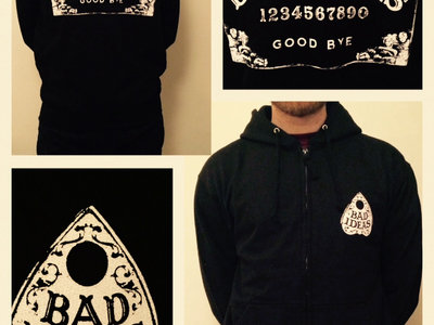 "Ouija" zip hoodie - Black w/white print SOLD OUT main photo