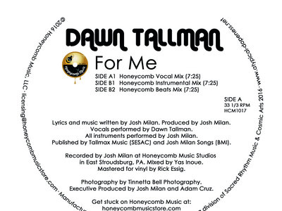 Dawn Tallman - For Me - 12" Vinyl Release main photo