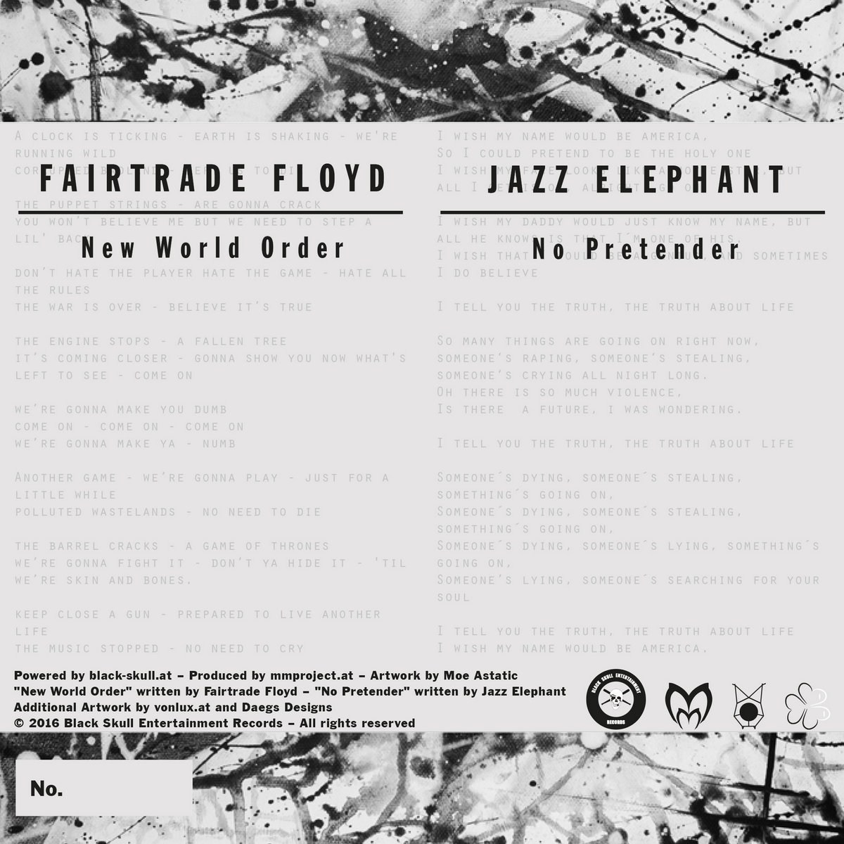 Fairtrade Floyd/Jazz Elephant Vinyl Split Single Black Skull