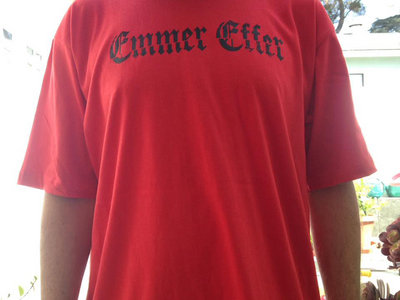 Men's red t-shirt with black logo main photo