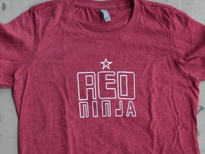 Red Ninja Logo Shirt, Womens White Text on Rose Shirt main photo