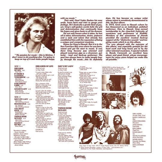 Dreamer of Life | Greg Yoder | Favorite Recordings