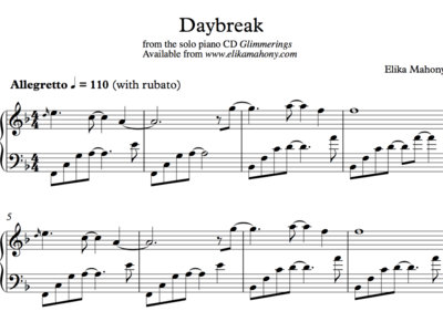 Sheet Music - Daybreak (Glimmerings) + music main photo