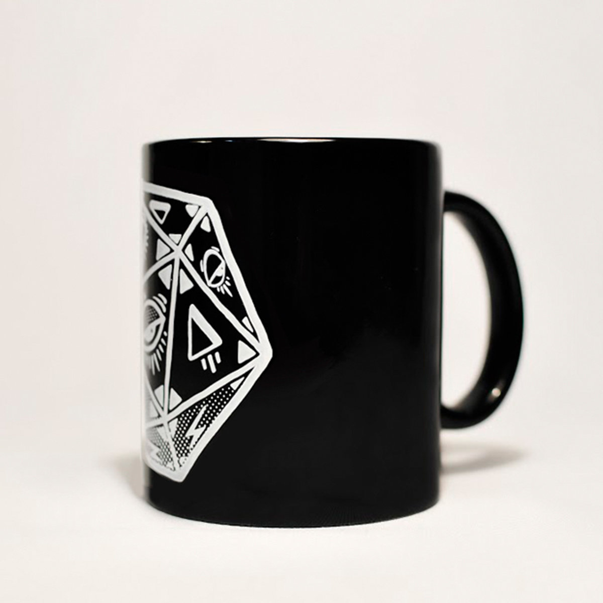 MUG / Black with white ink / Icosahedron | Animal de Galaxia MUG / Black with white ink / Icosahedron | Animal de Galaxia