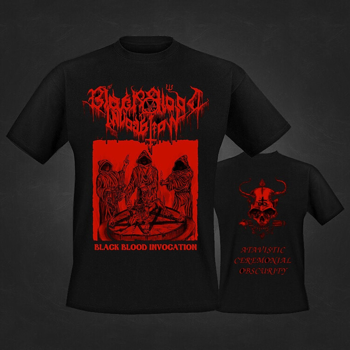 black shirt with blood