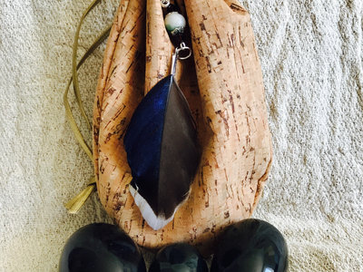 Nephrite Jade Set Of Three With Drilled Hole In Vegan Pouch (Cork) main photo