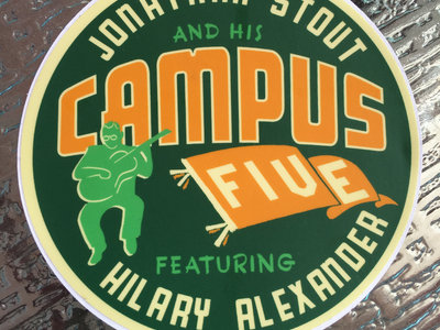 4" Round - Campus Five Sticker - Green/Orange main photo