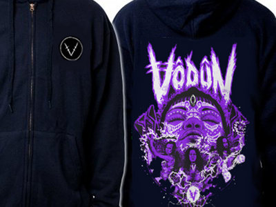 Purple on black zip up hoodie 'Warriors' design main photo