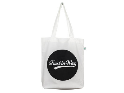 Organic Cotton Tote Bag with round Trust in Wax Logo Print - white/black main photo