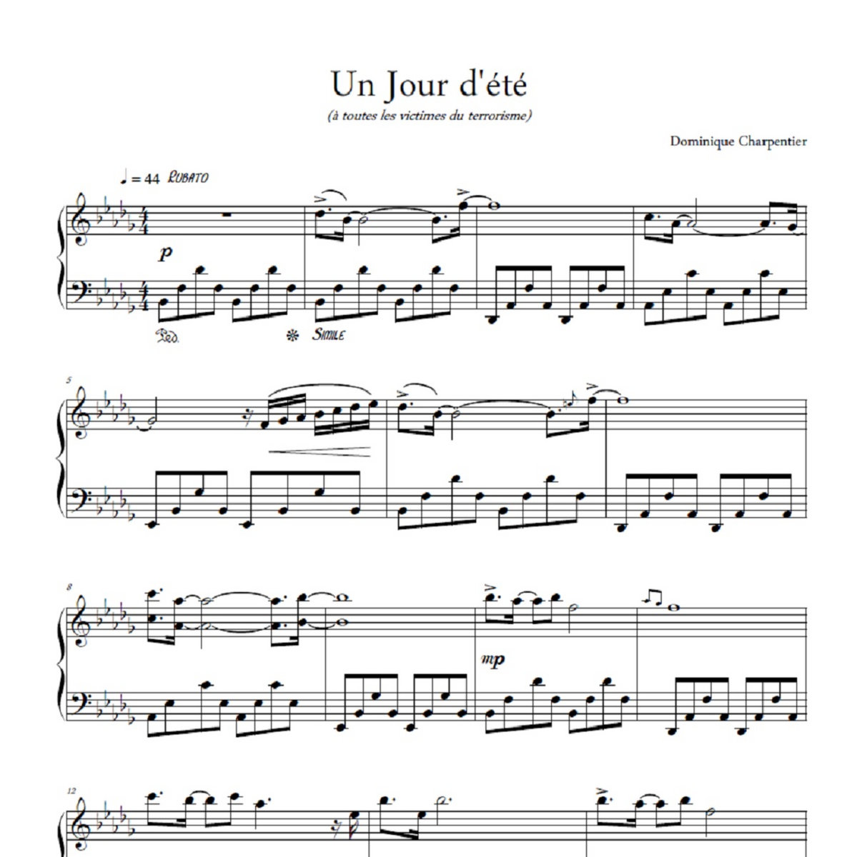 Dominique Charpentier Mad World Sheet Music (Piano Solo) in C Minor -  Download & Print - SKU: MN0171746