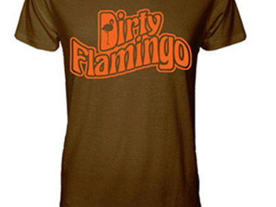 Brown "DIRTY FLAMINGO" script girlie-shirt main photo