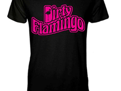 Black "DIRTY FLAMINGO" script girlie-shirt main photo