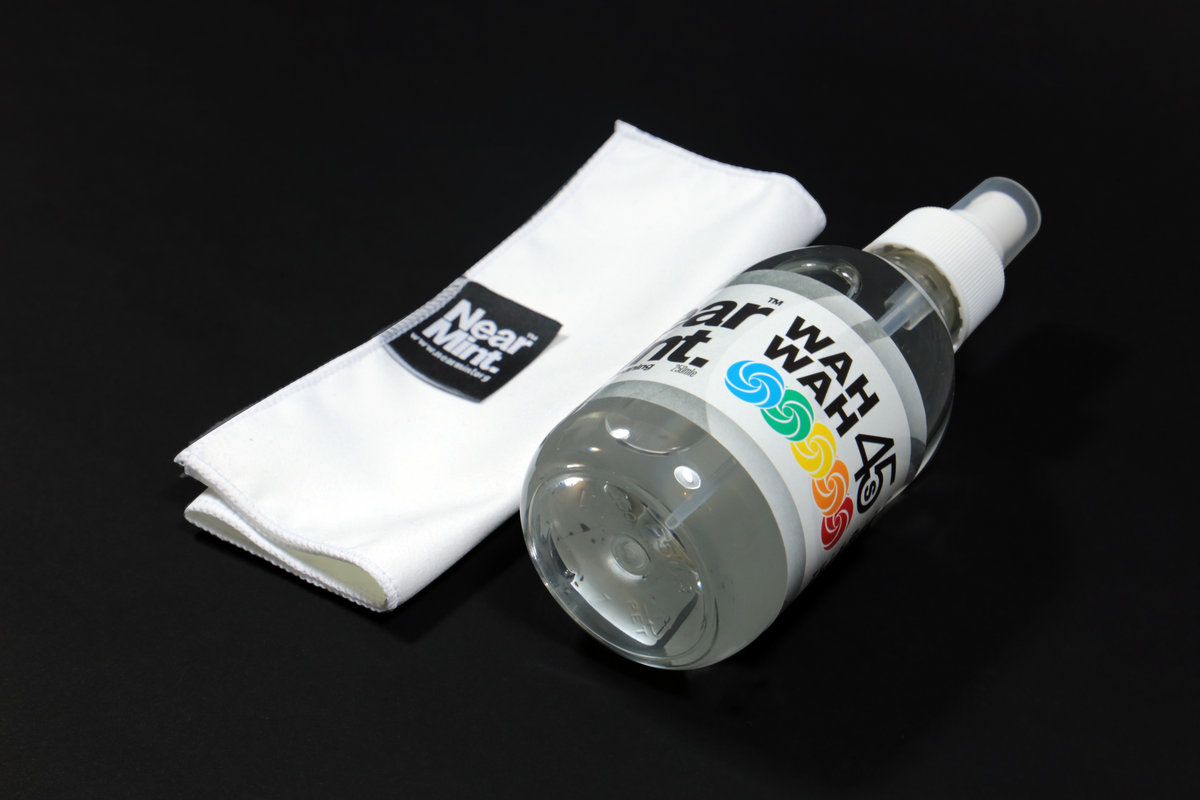 Near Mint Club x Wah Wah 45s, vinyl cleaning solution and microfibre