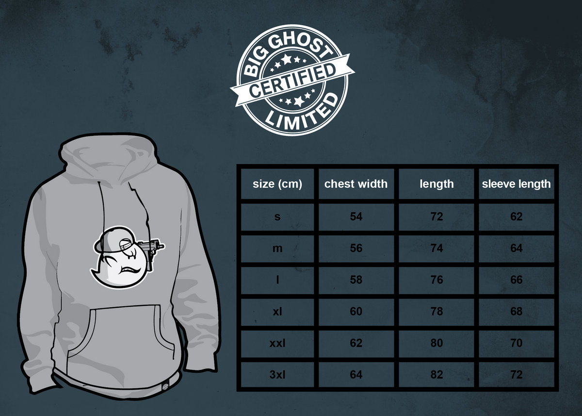 Uzi Ghost Classic Hoodie - Grey | Big Ghost Ltd.