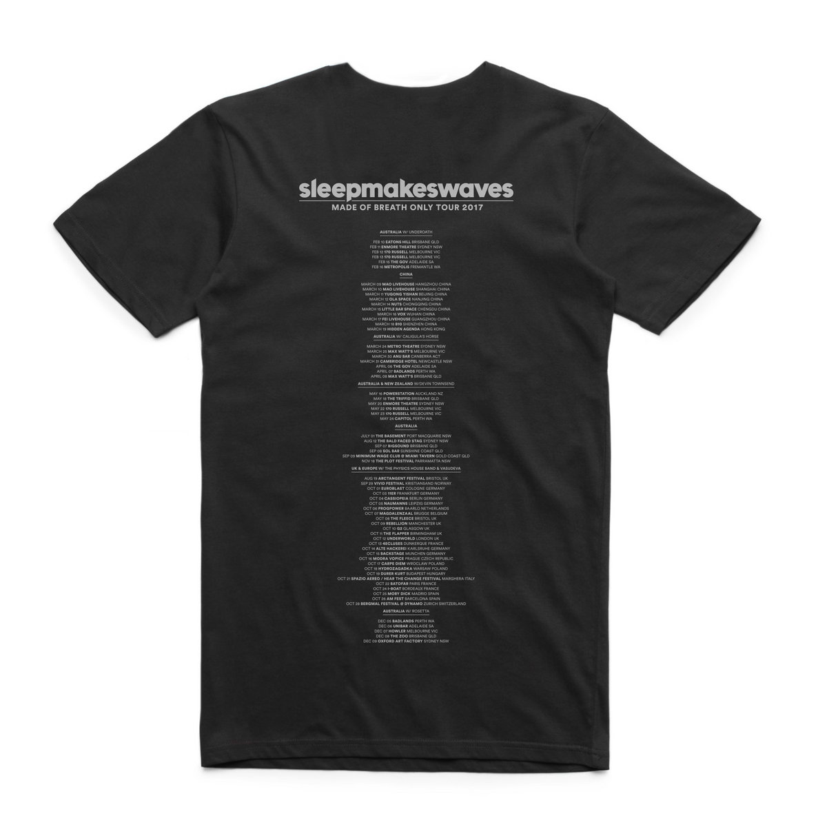 Made of Breath Only - limited edition FULL tour t-shirt (all 66 dates  worldwide) | sleepmakeswaves