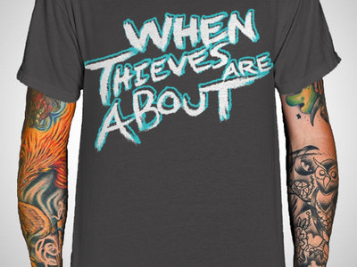 *NEW* When Thieves Are About Band LOGO T-Shirt: White & Blue on Grey main photo