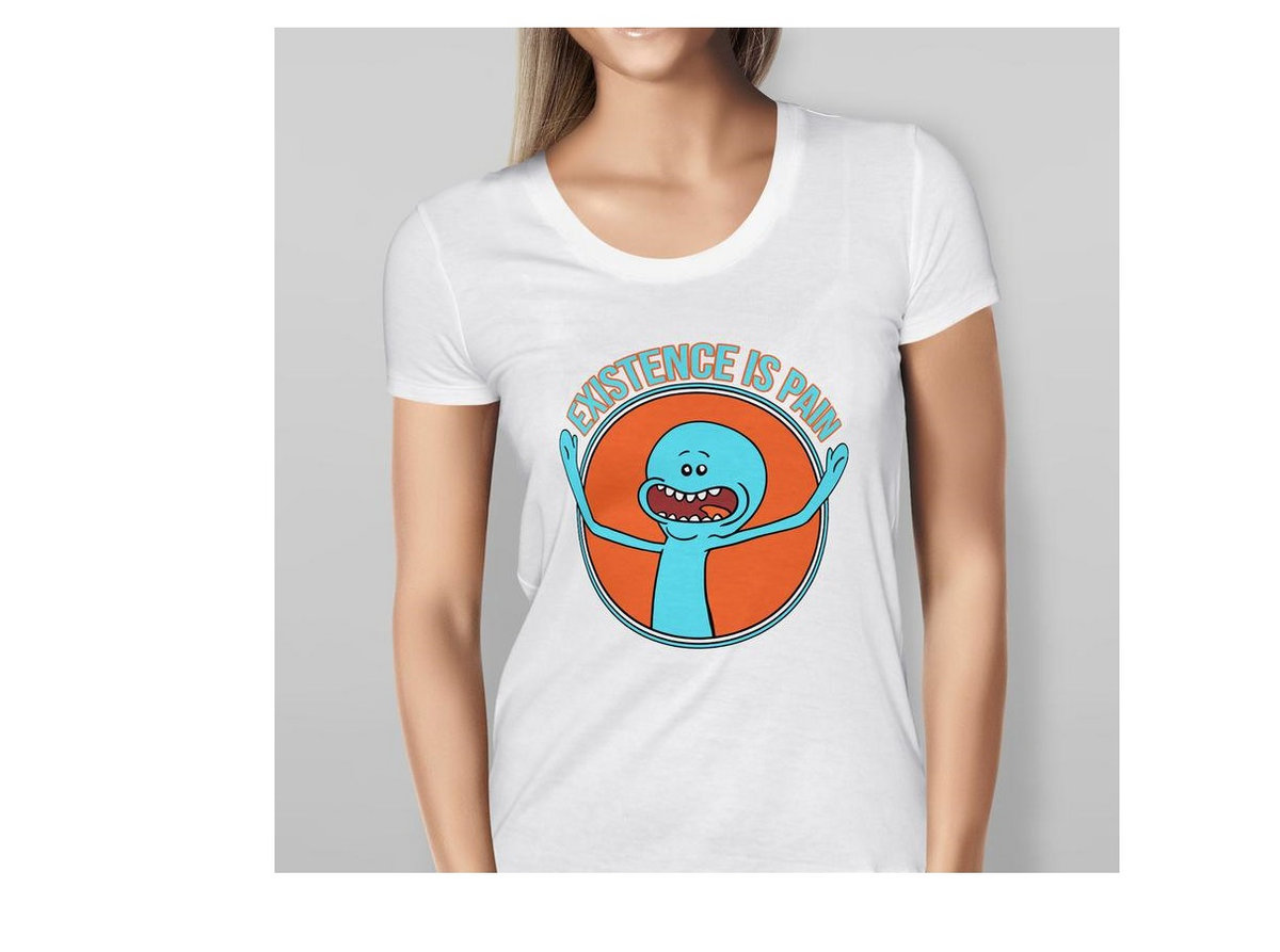 Womens Rick and Morty Mr Meeseeks 'Existence is Pain' - White T-shirt |  Sweet Tooth