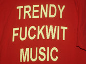 TRENDY FUCKWIT MUSIC - Fluorescent Yellow on Red T- Shirt photo 