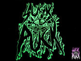Black XL t-shirt with screen printed GREEN suck puck logo photo 