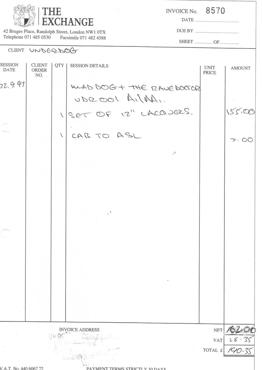 signed 1994 underdog photo copies of original invoices copies of invoices