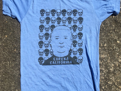 Bobby Hill & Skulls T-Shirt (Grey on blue) main photo