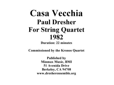 Casa Vecchia - String Quartet, parts for performance main photo