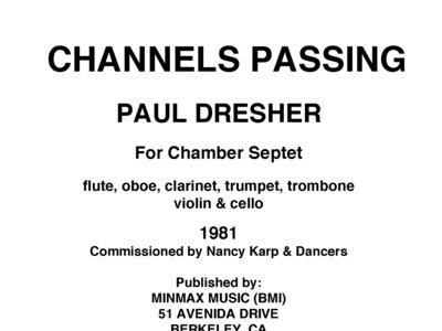 Channels Passing - chamber septet - Paul Dresher 1981 main photo
