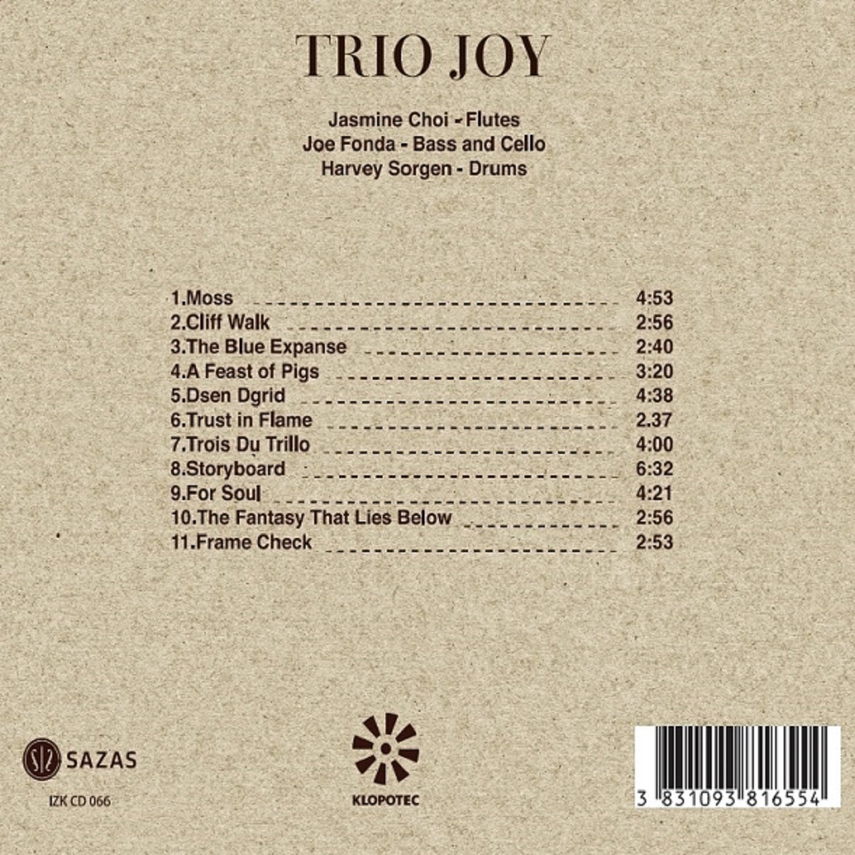Trio Joy | Jasmine Choi/ Joe Fonda/Harvey Sorgen | Klopotec
